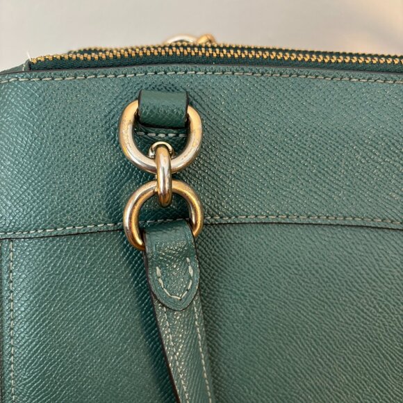 Coach Mini Brooke Dark Green Crossgrain Leather Carryall - Picture 5 of 15